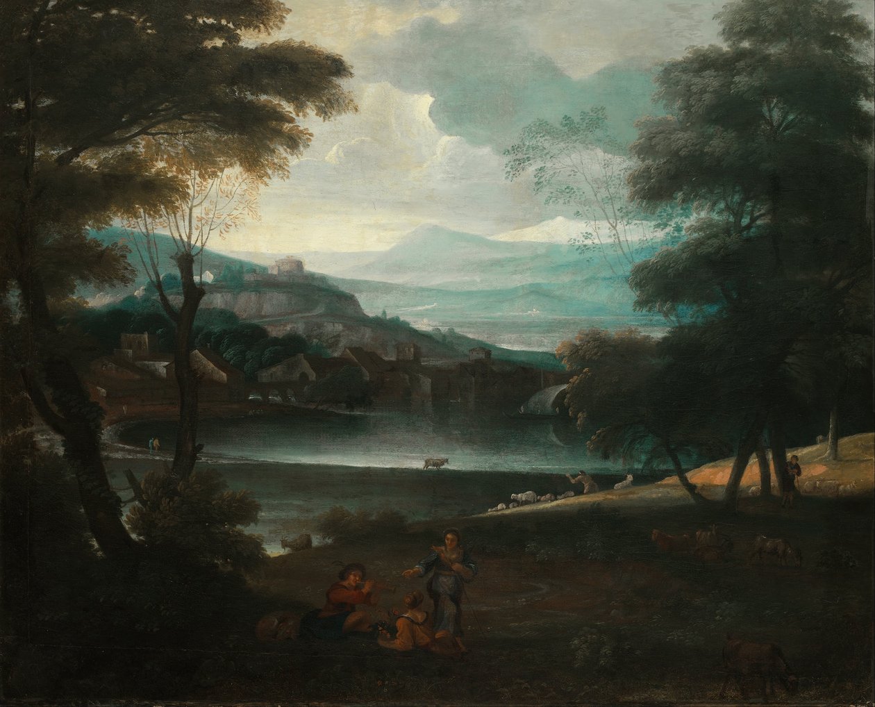 Landskap med hvilende hyrder av Giovanni F. Grimaldi