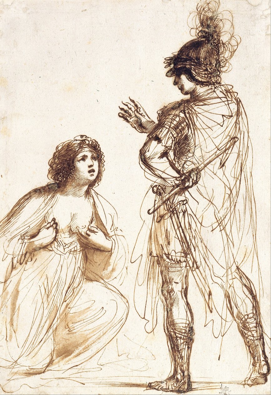 Kleopatra og Octavian av Giovanni Francesco Barbieri