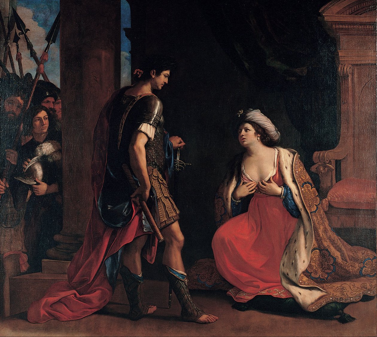 Kleopatra og Octavian av Giovanni Francesco Barbieri
