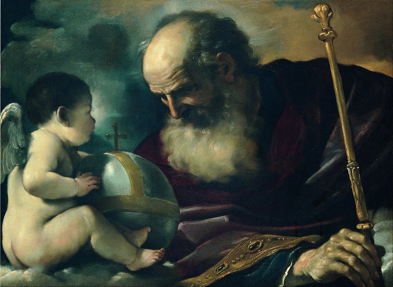 Gud Fader og engel av Giovanni Francesco Barbieri