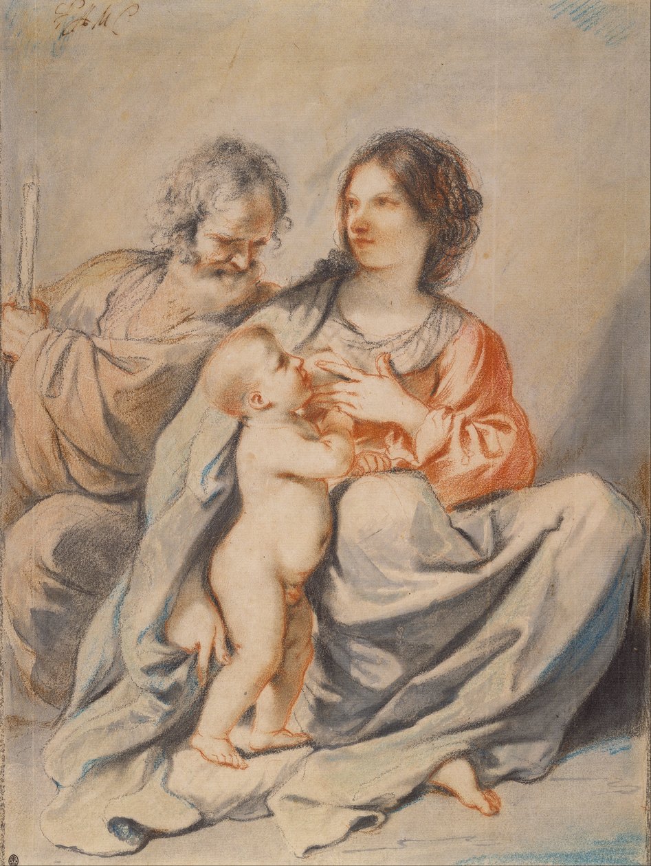 Den hellige familie av Giovanni Francesco Barbieri