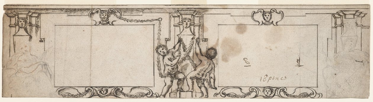 Prosjekt for utskåret panel av Giovanni Francesco Romanelli