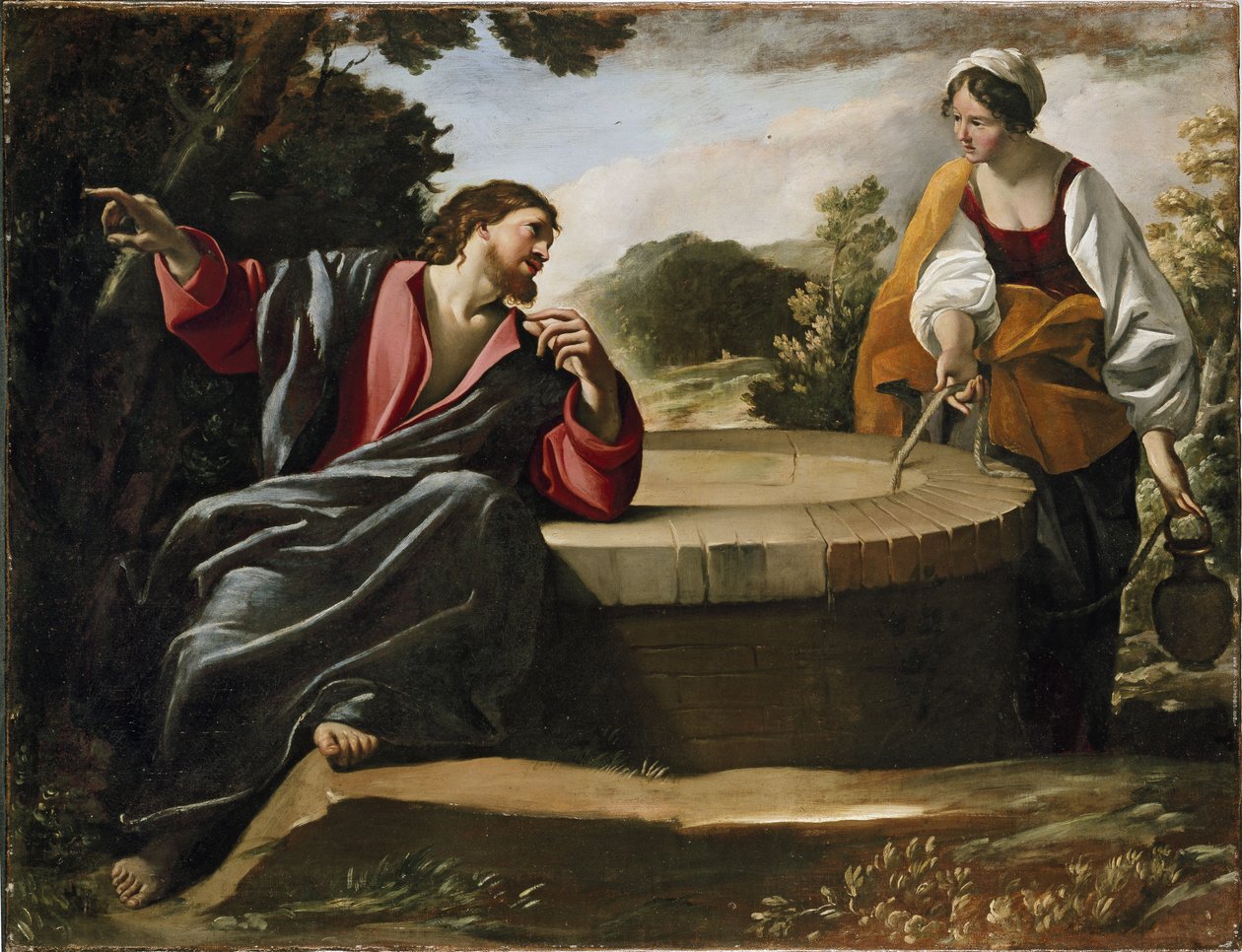 Kristus og kvinnen i Sarnaca, 1600-tallet av Giovanni Lanfranco