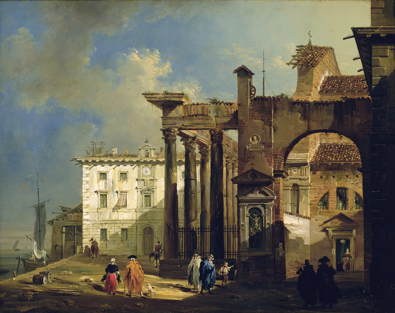 Portikoen til kirken San Lorenzo i Milano, ca. 1814 av Giovanni Migliara