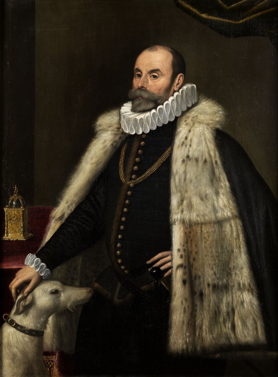 Portrett av en adelsmann med en hund av Giovanni Paolo Cavagna