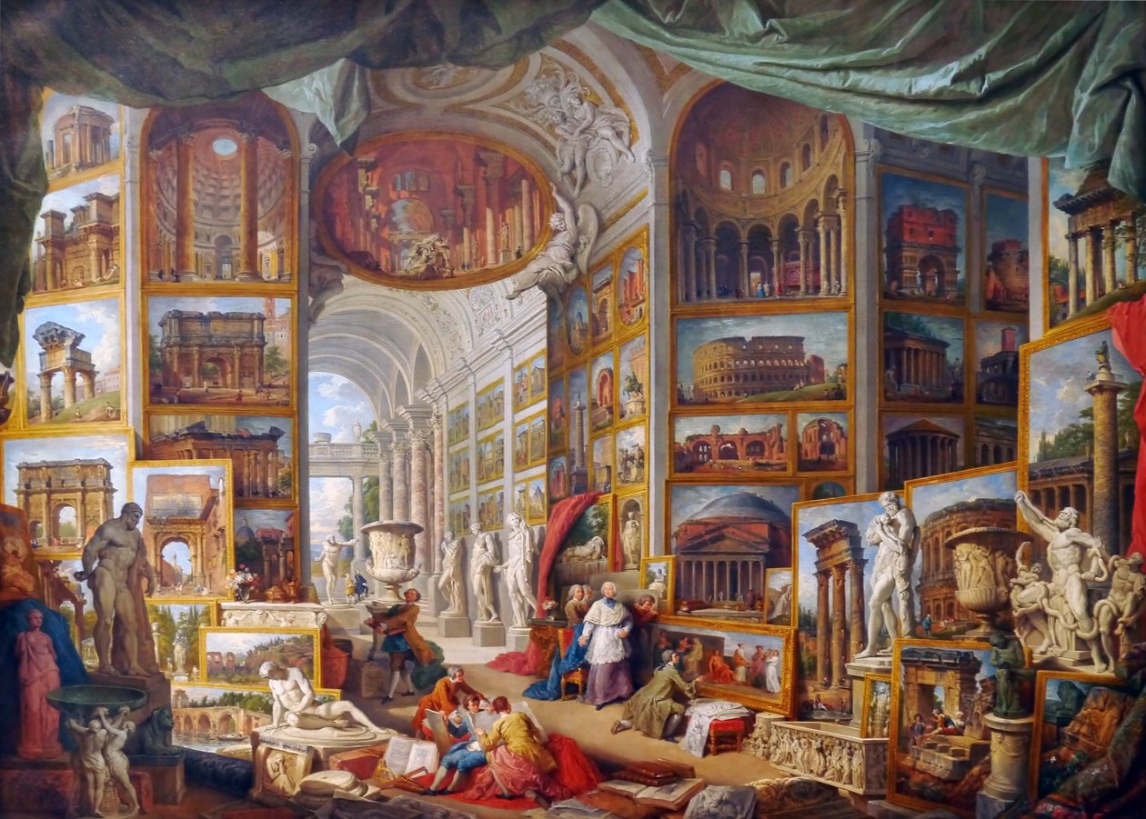 Galleri med utsikt over det gamle Roma av Giovanni Paolo Pannini