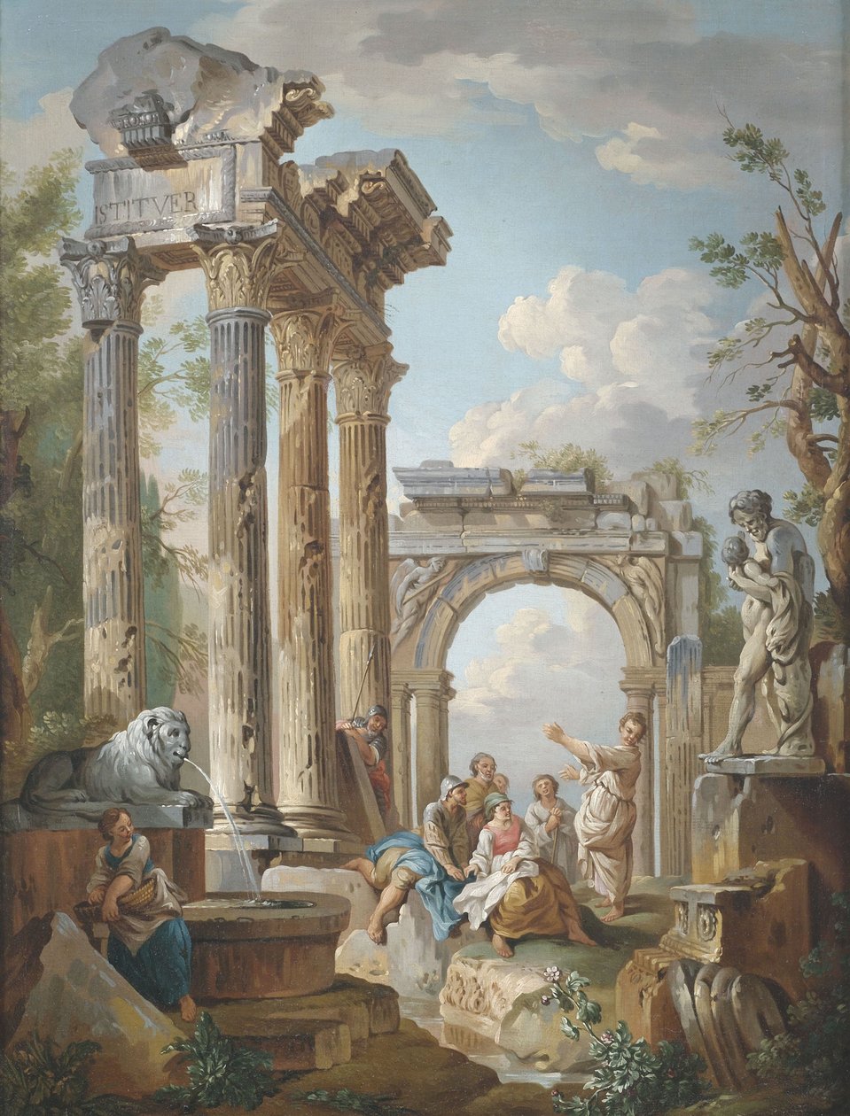En apostels preken i romerske ruiner av Giovanni Paolo Pannini