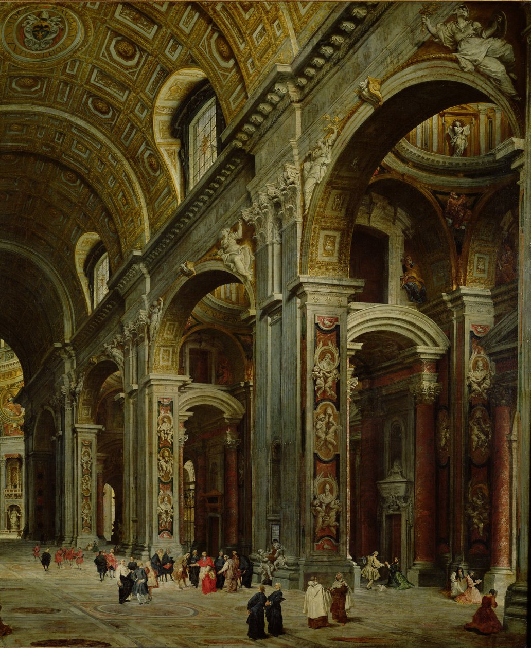 Kardinal Melchior de Polignac (1661-1742) på besøk til St. Peters i Roma (detalj av 222224) av Giovanni Paolo Pannini