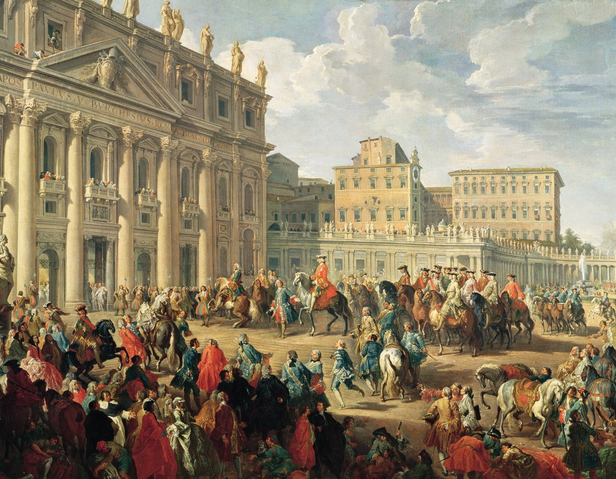 Charles de Bourbon besøkte pave Benedikt XIV ved Peterskirken, Roma, 1745 av Giovanni Paolo Pannini