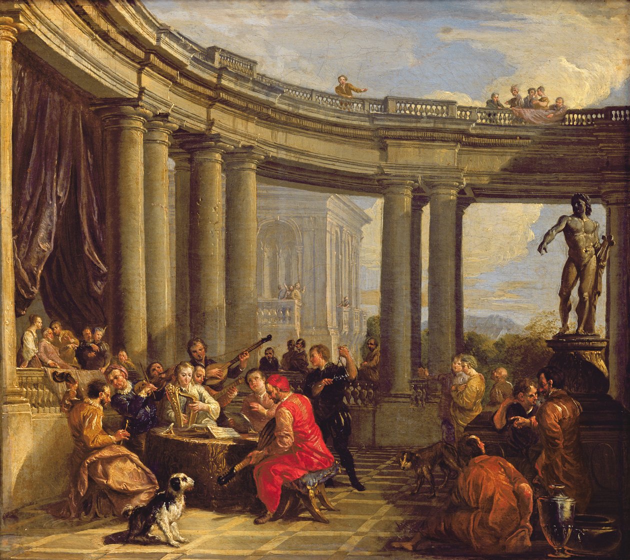 Konsert i et sirkelgalleri, ca. 1718-19 av Giovanni Paolo Pannini