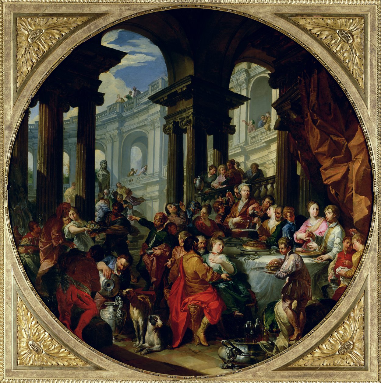Fest under en jonisk portiko, ca. 1720-25 av Giovanni Paolo Pannini