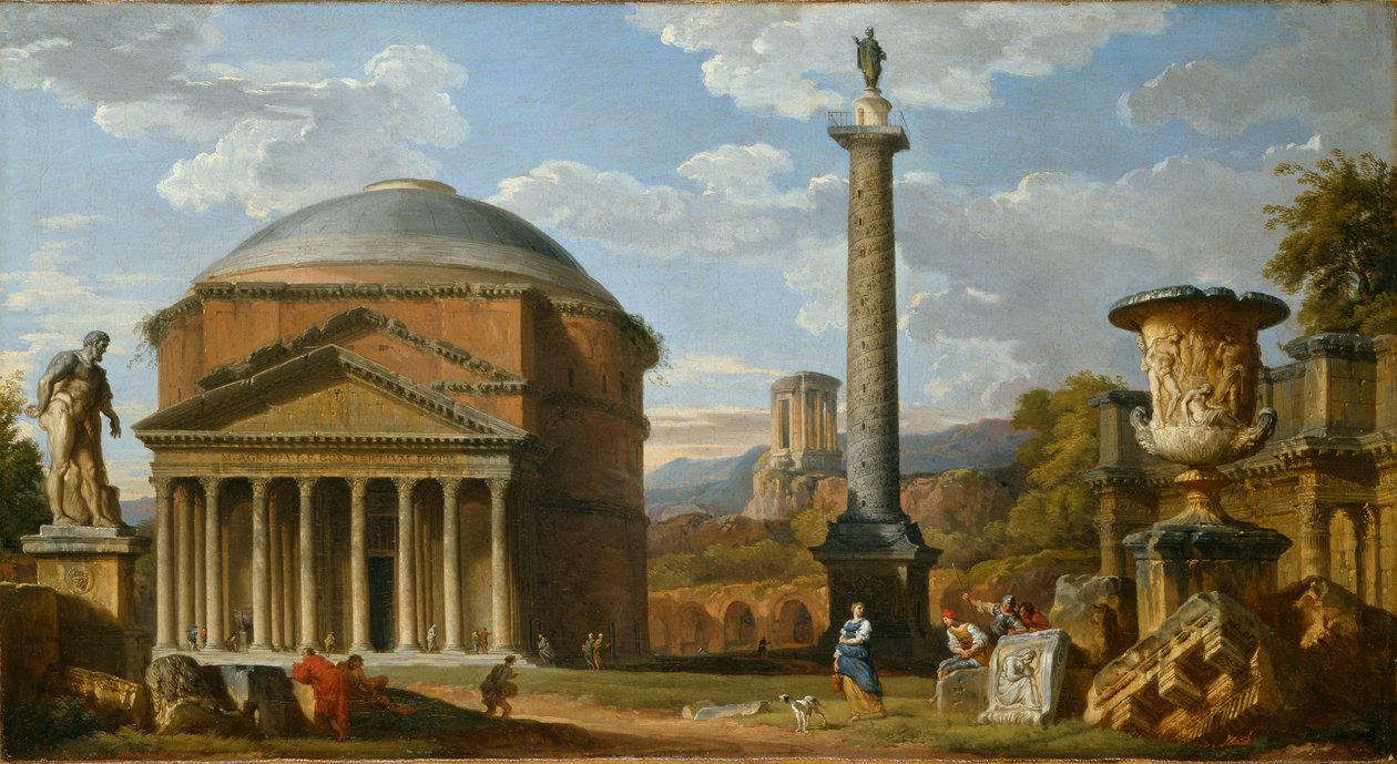 Capriccio av romerske ruiner med Pantheon, 1737 av Giovanni Paolo Pannini