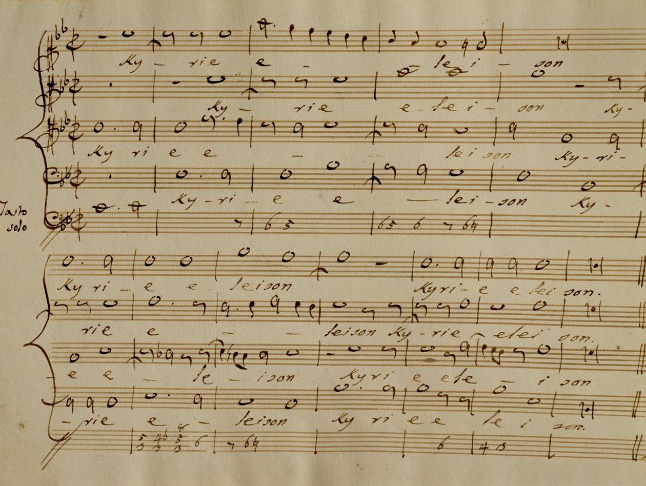Partitur av Kyrie Eleison fra 