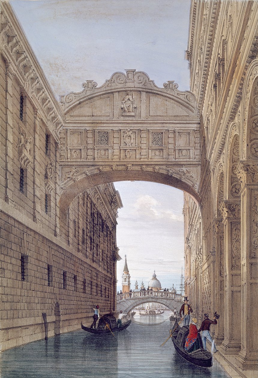 Sukkenes bro, Venezia, gravert av Lefevre av Giovanni Pividor