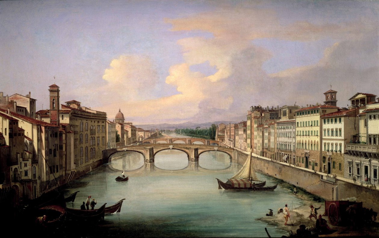 Firenze fra Ponte Vecchio av Giovanni Signorini