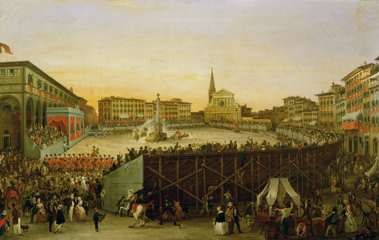 The Chariot Race på Piazza Santa Maria Novella i Firenze av Giovanni Signorini