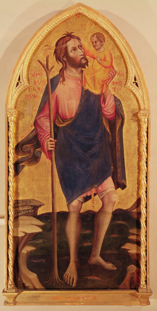 Saint Christopher (tempera på panel) av Giovanni da Bologna