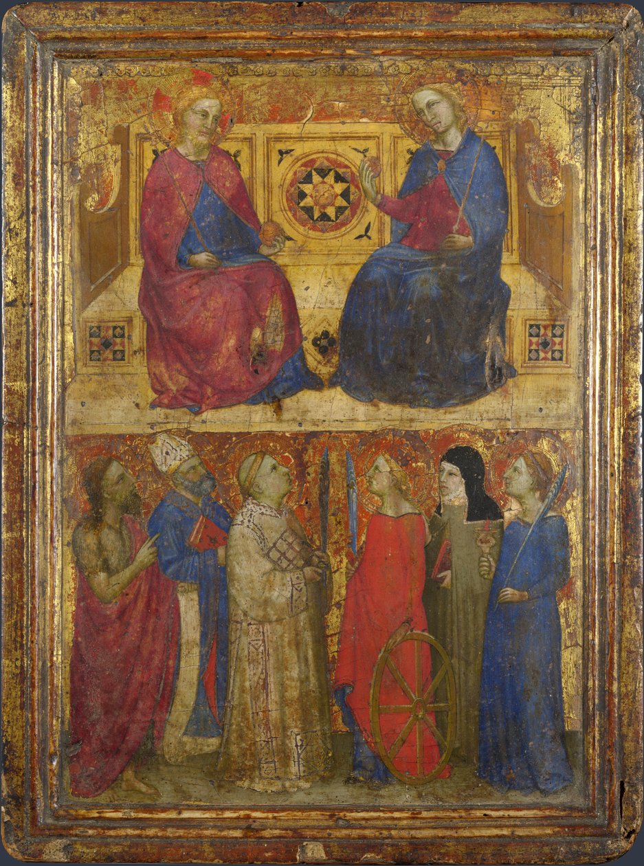 Kristus og jomfruen og seks hellige av Giovanni da Milano