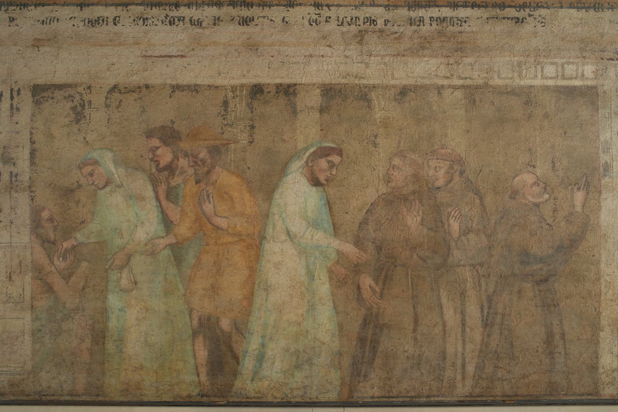 Detalj av ankomsten til de grå brødrene i Firenze freskomaleri av Giovanni di Niccolo del Biondo