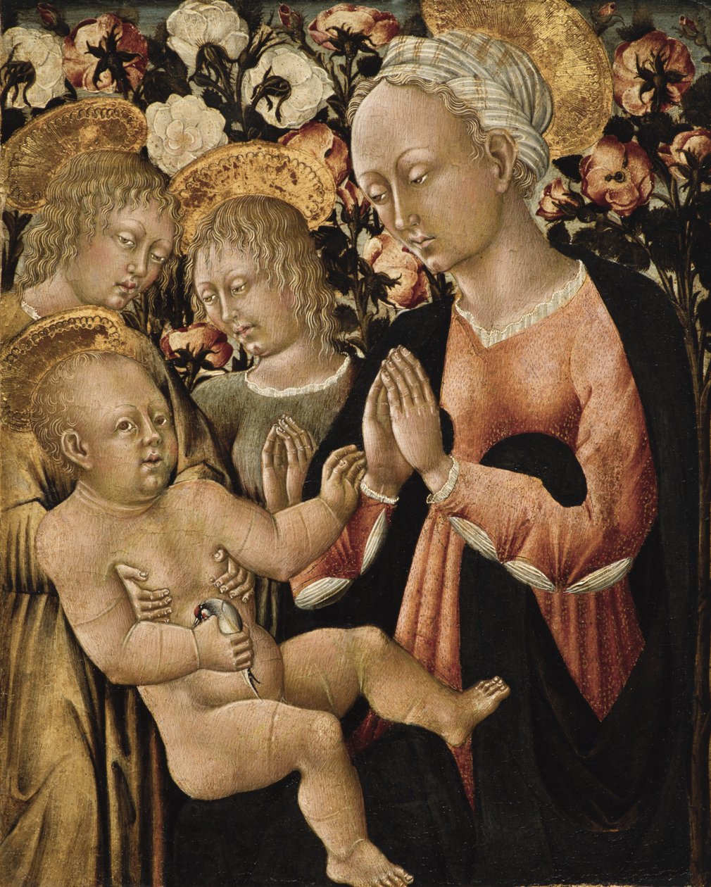 Madonna og barn med engler, ca. 1475 (tempera på panel) av Giovanni di Paolo