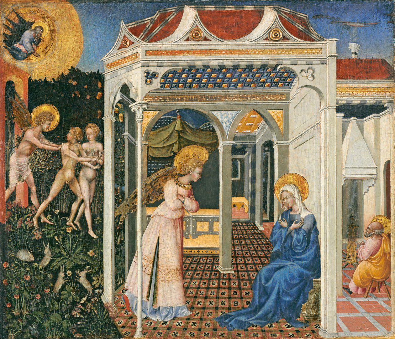 Bebudelsen og utvisningen fra paradiset, ca. 1435 (tempera på panel) av Giovanni di Paolo