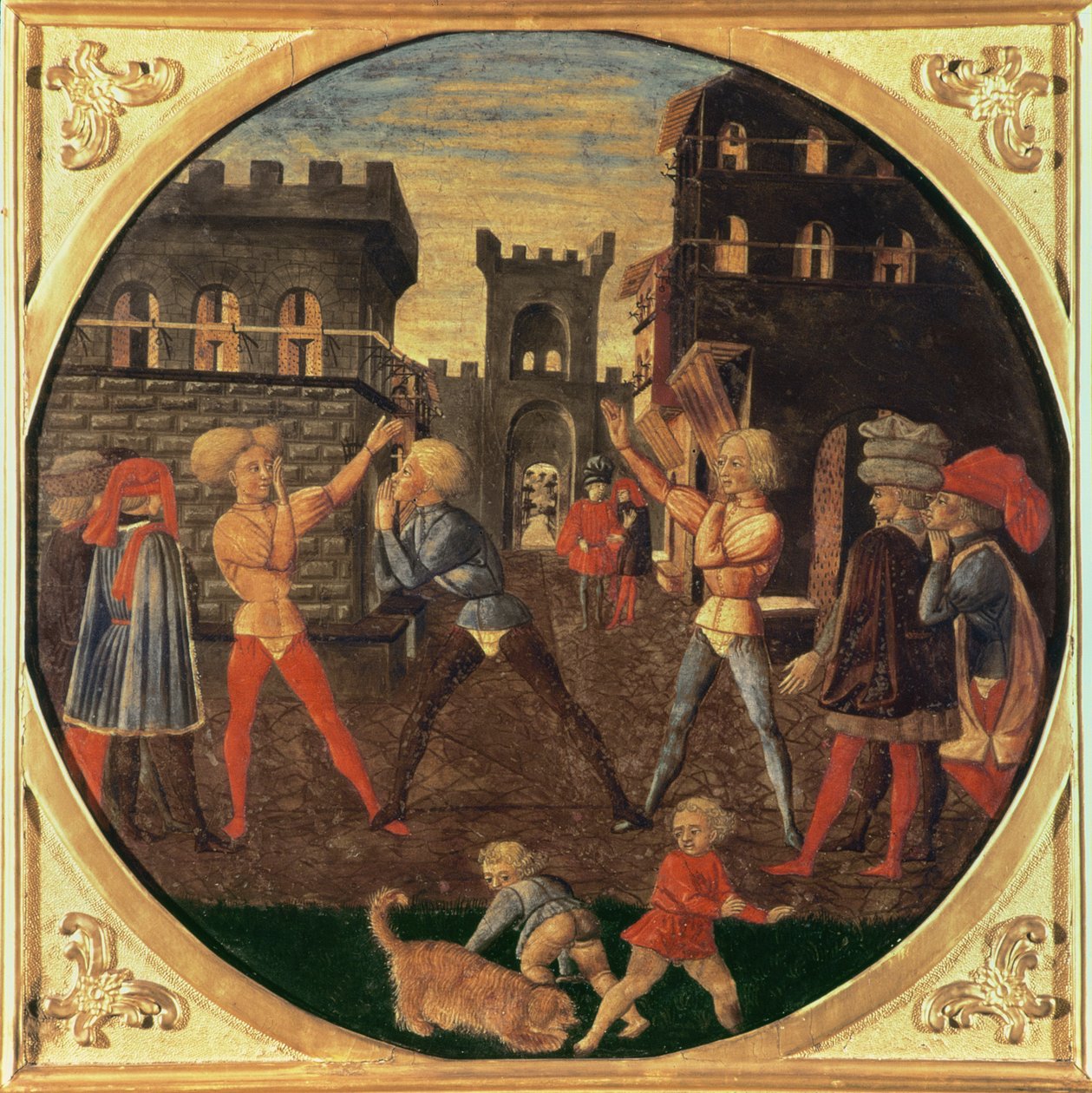 The Game of Civettino (tempera på panel) av Giovanni di Ser Giovanni