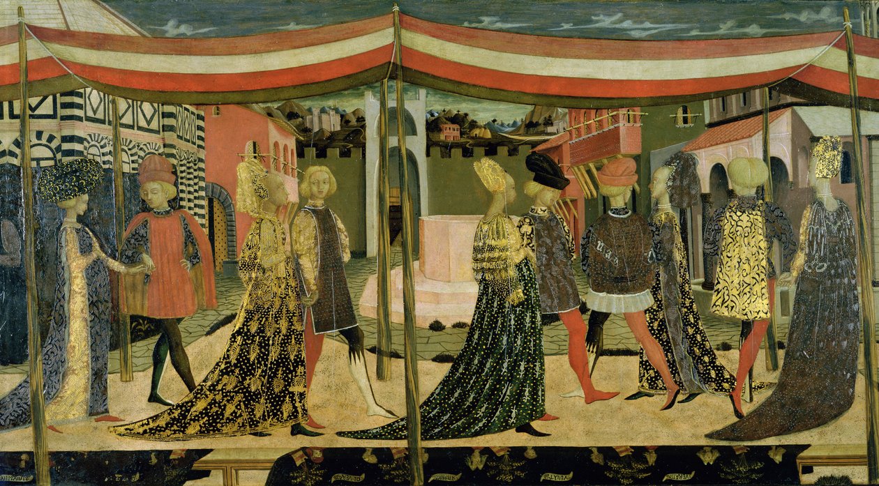 Senterpanel av Adimari Cassone, ca. 1450 tempera på paneldetalj av 254001 av Giovanni di Ser Giovanni