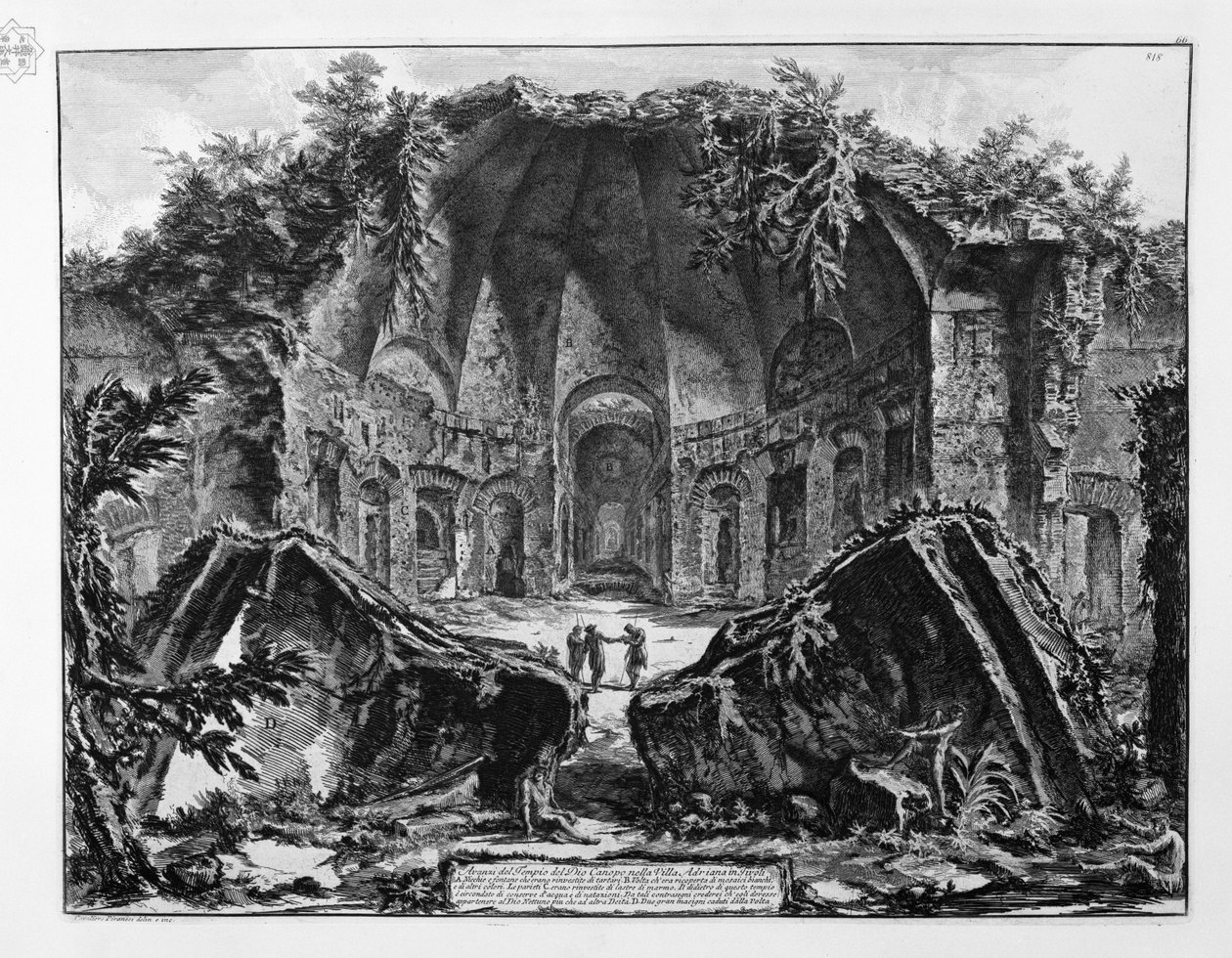Rester av Temple of the God Canopus i Villa Adriana i Tivoli av Giovanni Battista Piranesi