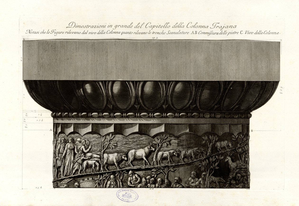Store demonstrasjoner av hovedstaden i Trajansøylen av Giovanni Battista Piranesi