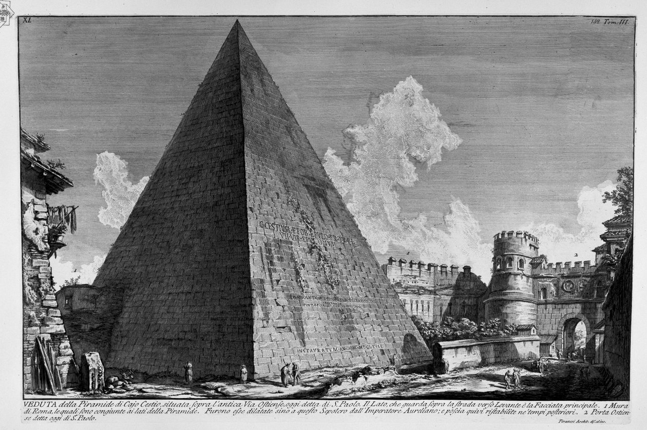 Pyramiden til Caius Cestius av Giovanni Battista Piranesi