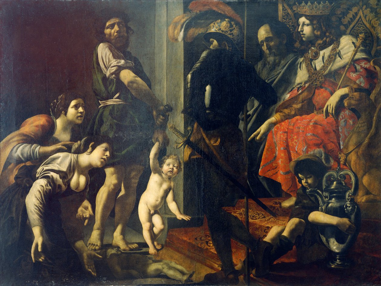 Judgment of Solomon av Giovanni Battista Caracciolo (1578-1635), olje på lerret av Giovanni Battista Caracciolo