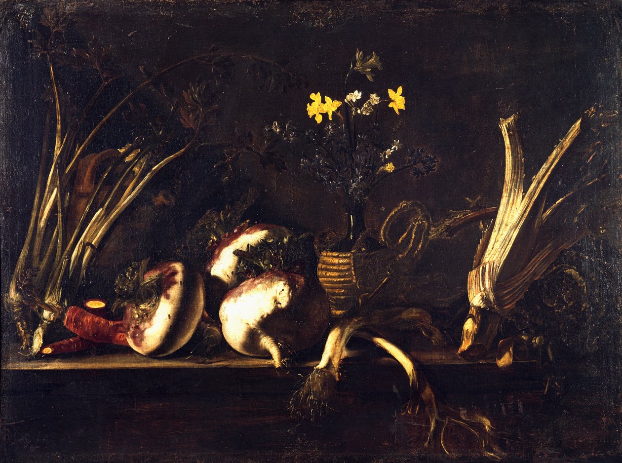 Stilleben med grønnsaker, av Giovan Battista Ruoppolo (1629-1693) av Giovanni Battista Ruoppolo or Ruopolo
