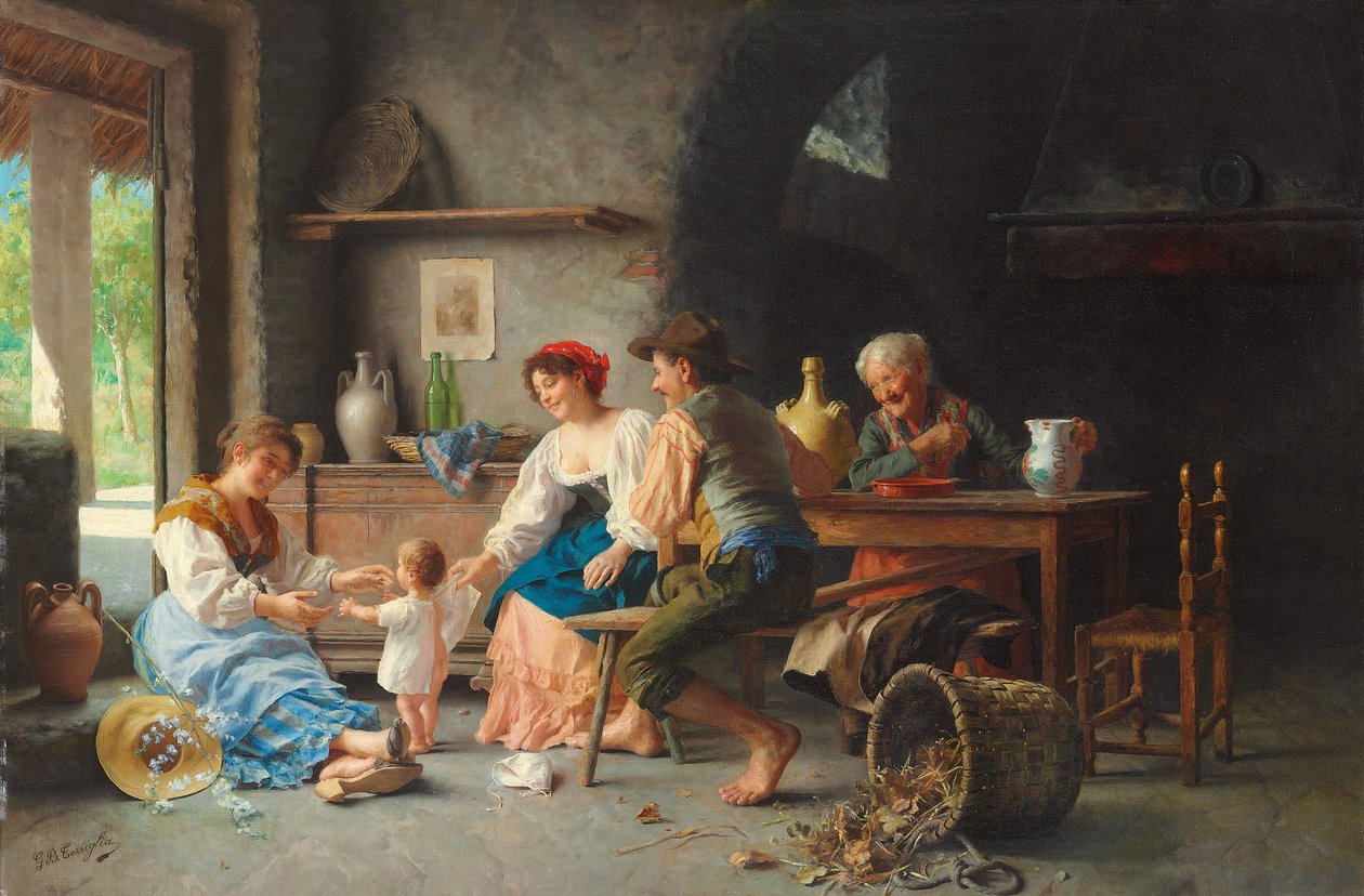 Første trinn (olje på lerret) av Giovanni Battista Torriglia