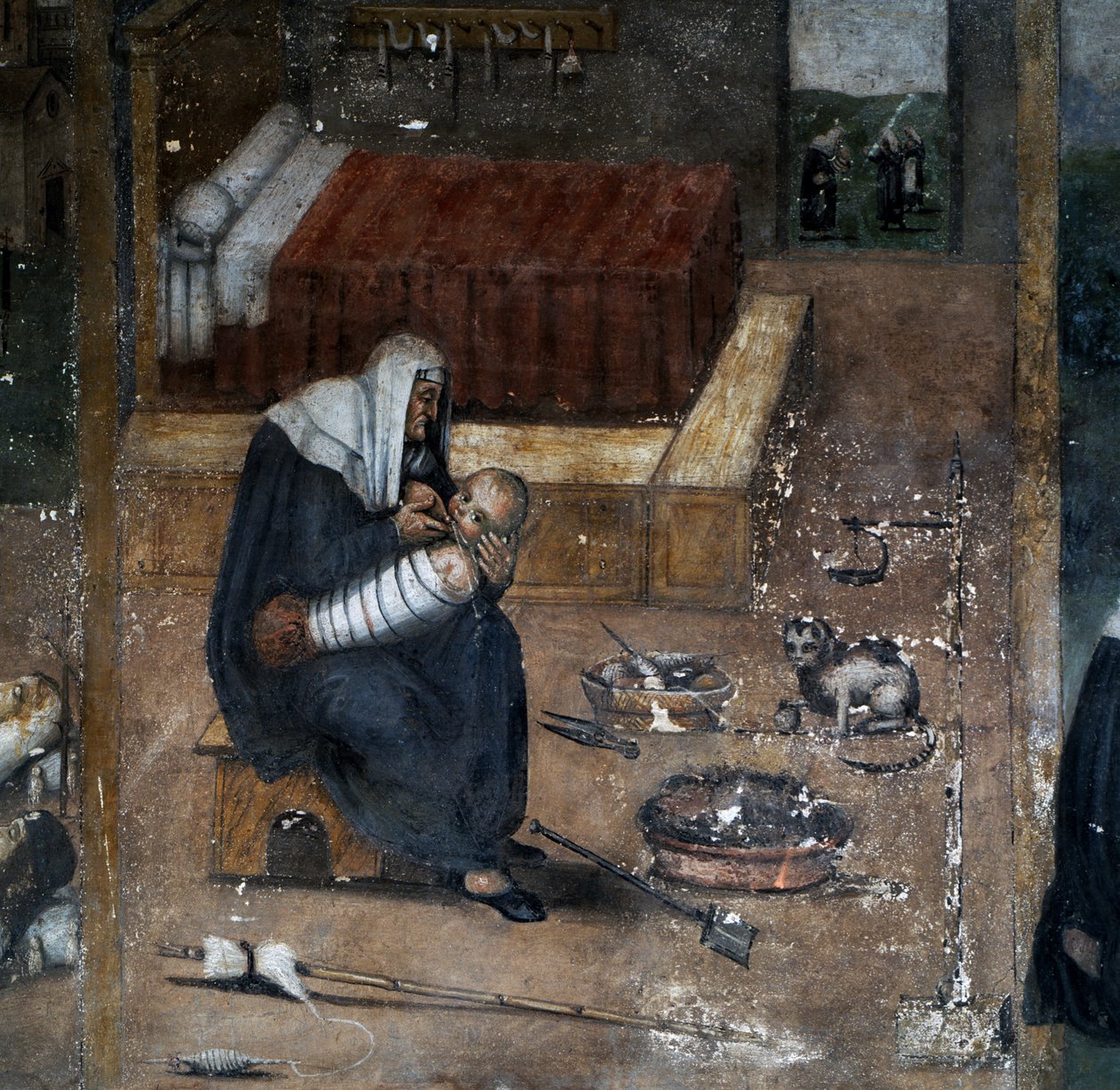Historier om Mona Tancia, detalj (fresco) av Giovanni  Mannozzi