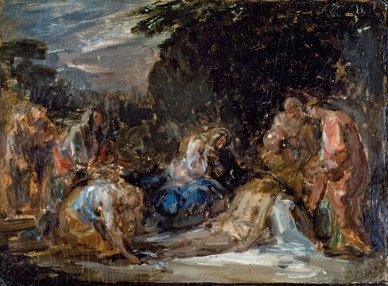 Deponering, av Giovanni Carnovali kalt Piccio (1804-1873), olje på bord, 21x29 cm av Giovanni Carnovali