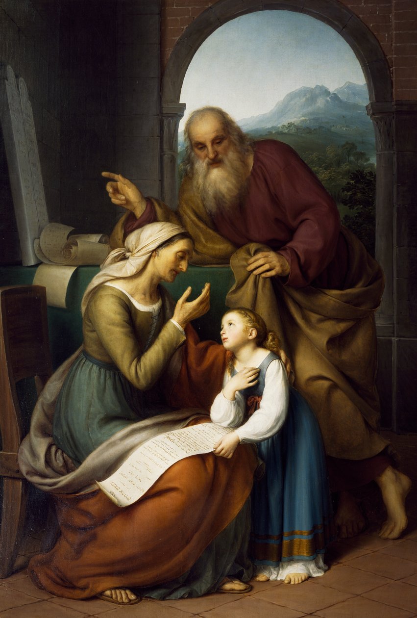 Education of the Virgin, Giovanni Carnovali (1804-1873), olje på lerret, 205x140 cm. St Bartholomew Parish Church, Almenno. Italia av Giovanni Carnovali
