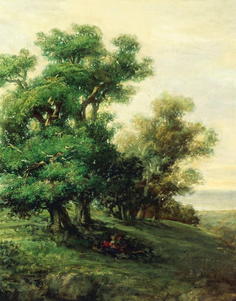 Landskap, av Giovanni Carnovali eller Carnevali kjent som Piccio (1804-1873), detalj av Giovanni Carnovali