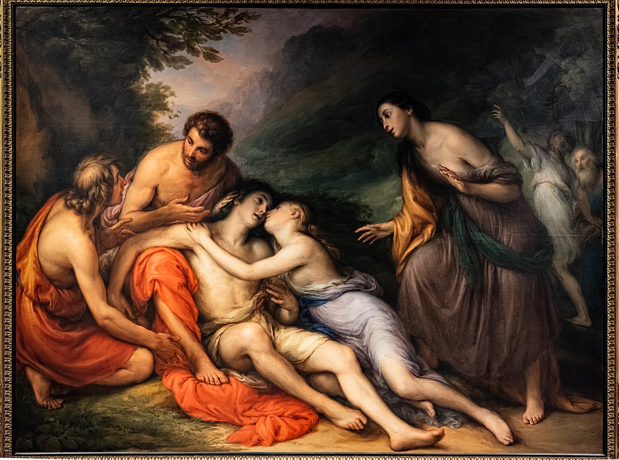 Aminta gjenopplives i Silvias våpen, ca. 1832-33 (olje på lerret) av Giovanni Carnovali