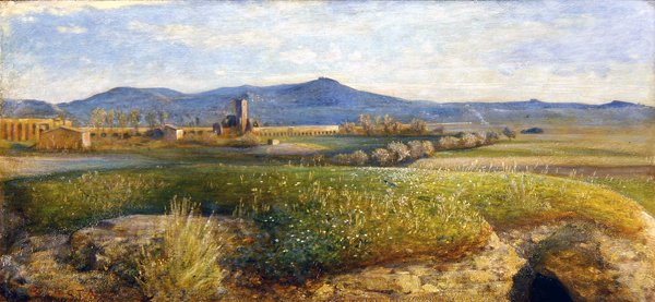 The Roman Campagna (olje på panel) av Giovanni Costa