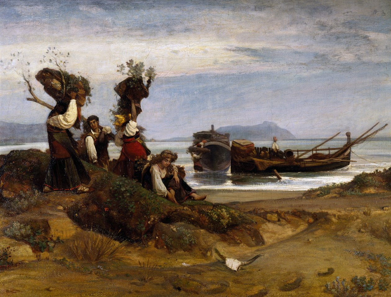 Kvinner laster ved i havnen i Anzio av Giovanni Costa