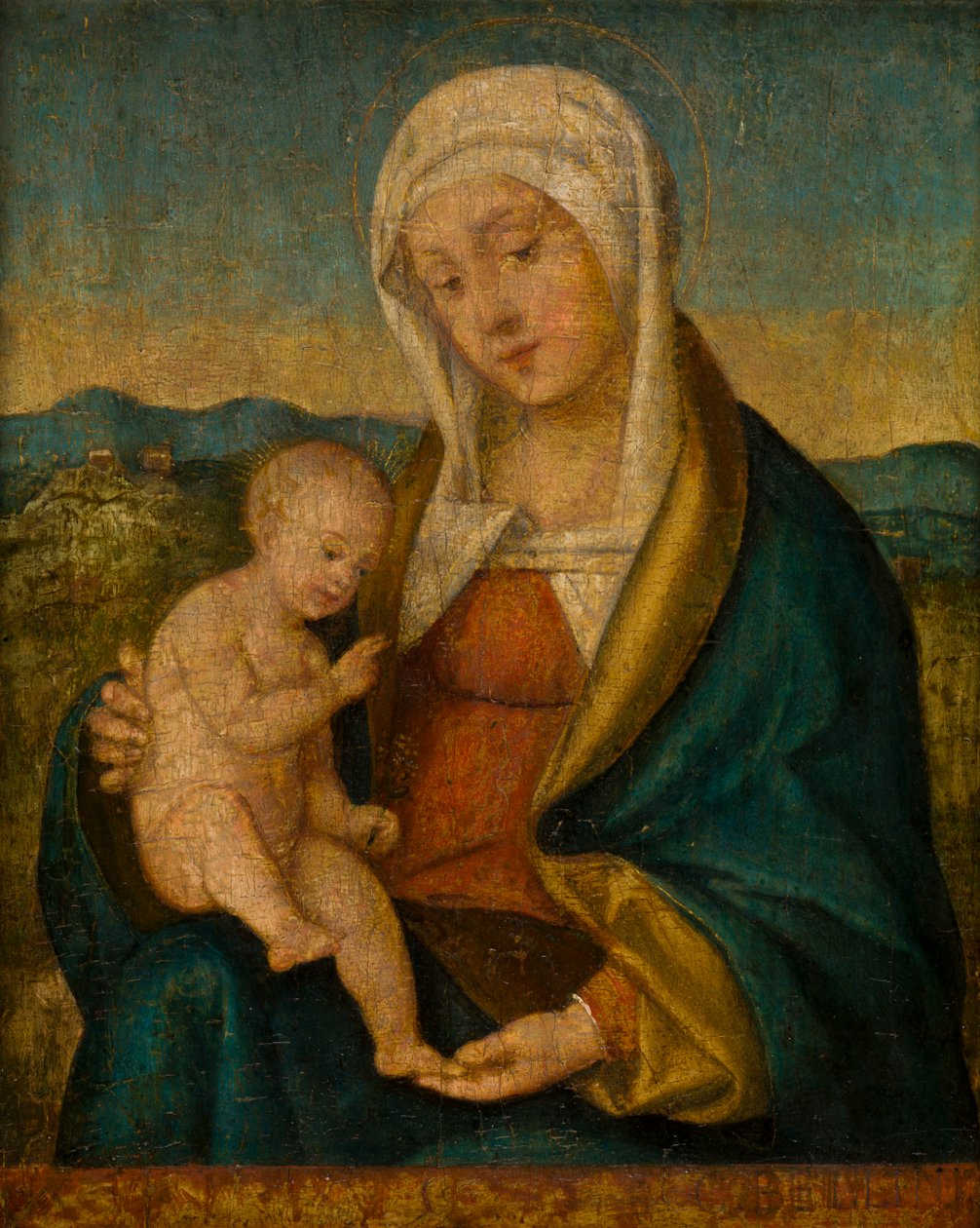 Madonna og barn, ca. 1450-1516 (olje på panel) av Giovanni (style of) Bellini