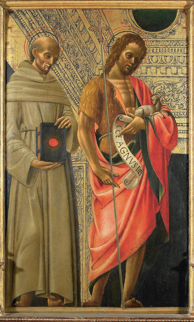 Saint Bernardino av Siena og Saint John the Baptist, ca 1485-1490. av Giovanni Ambrogio Bevilacqua