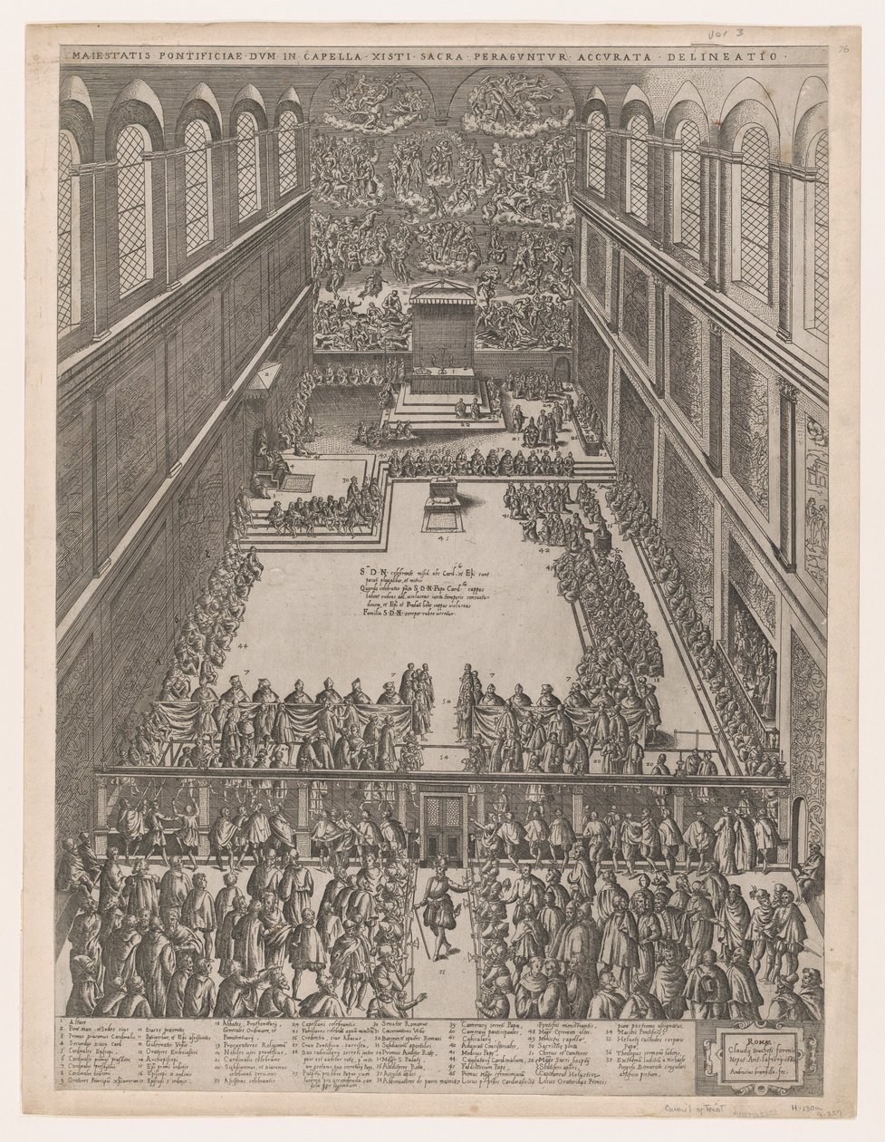 Mirror of Roman Magnificence: A Pavelig samling i det sixtinske kapell, Michelangelos L..., 1582. av Giovanni Ambrogio Brambilla