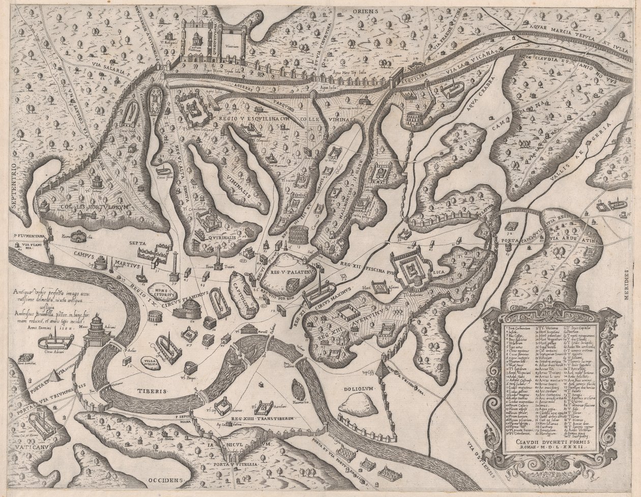 Mirror of Roman Magnificence: Antikkens Roma, og dets åser, fra vesten, 1582., 1582. av Giovanni Ambrogio Brambilla