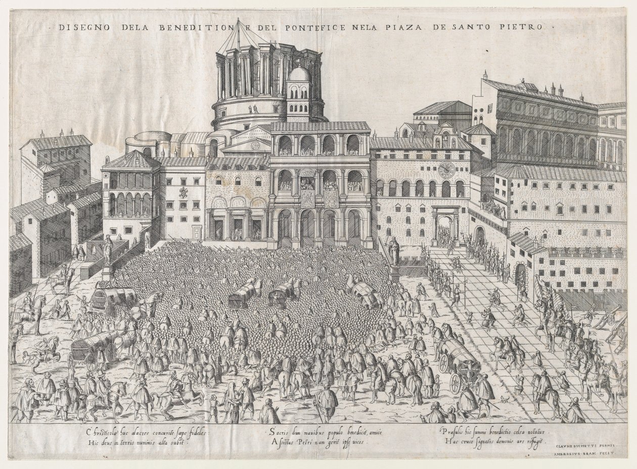 Mirror of Roman Magnificence: Pavelig velsignelse, slutten av 1500-tallet., slutten av 1500-tallet. av Giovanni Ambrogio Brambilla