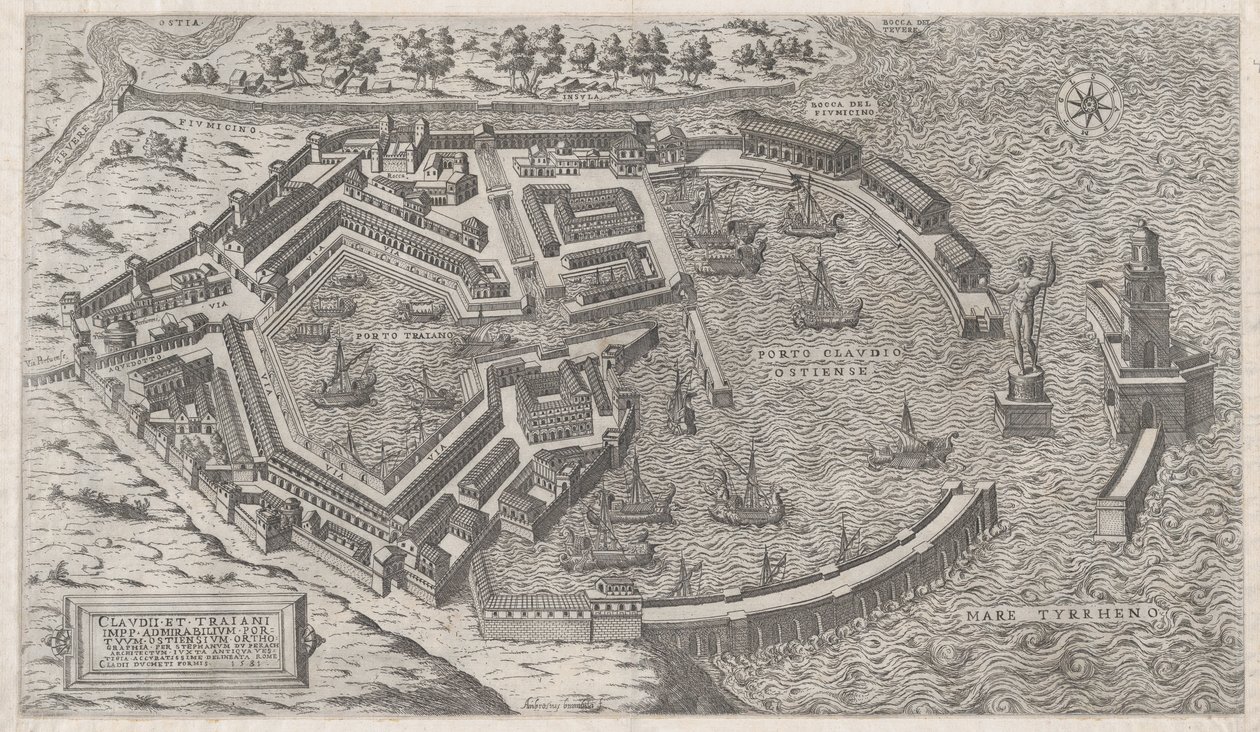 Mirror of Roman Magnificence: Port of Roma, 1581., 1581. av Giovanni Ambrogio Brambilla
