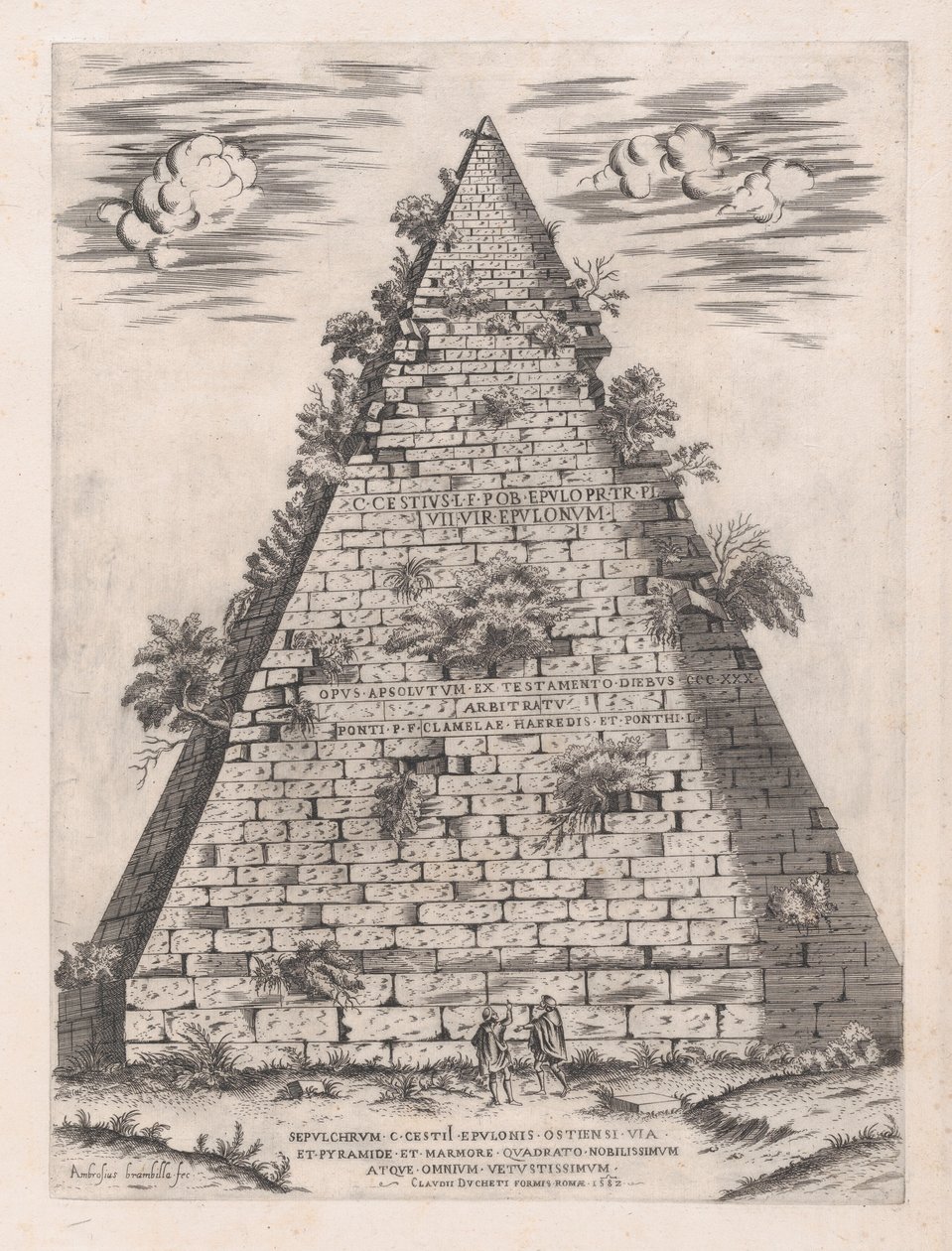Mirror of Roman Magnificence: Pyramid of Caius Cestius, 1582., 1582. av Giovanni Ambrogio Brambilla
