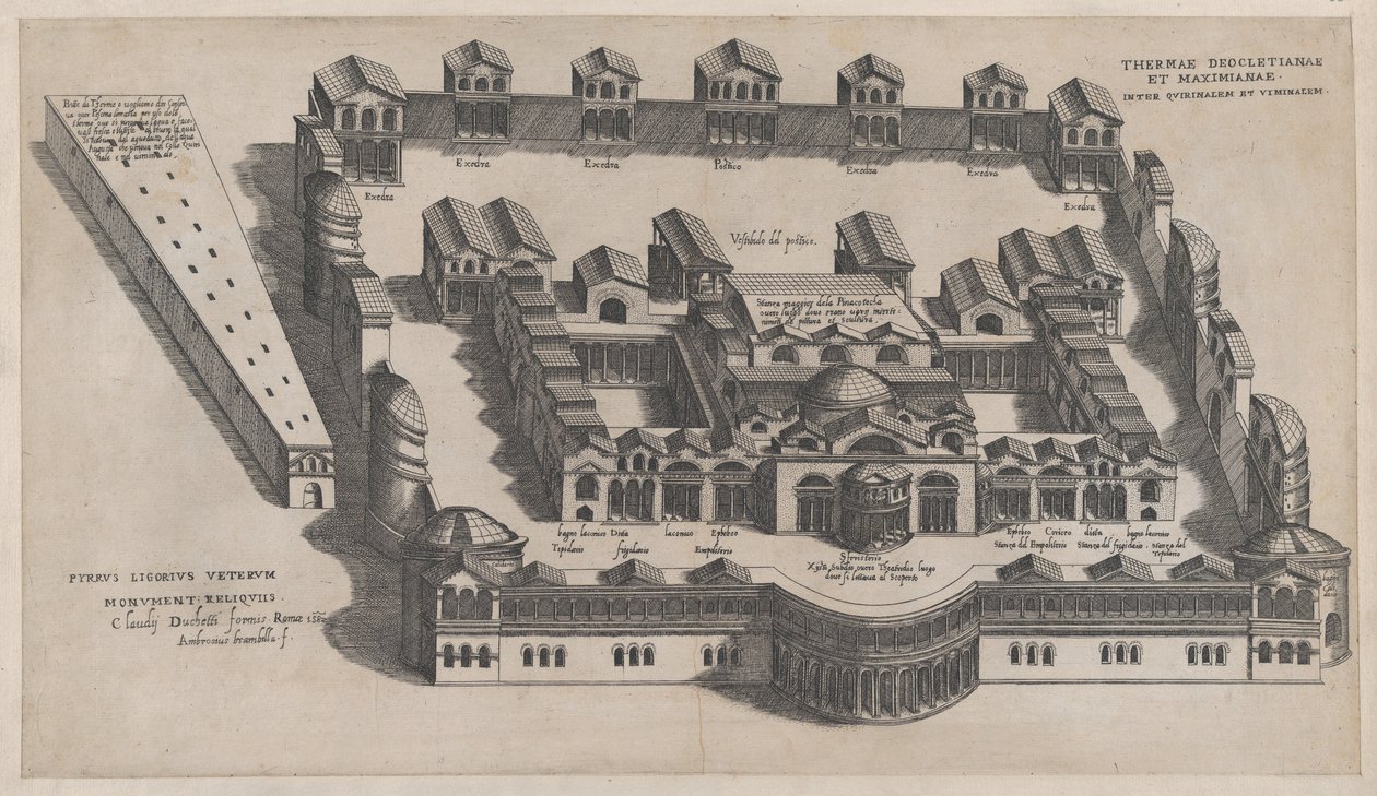 Mirror of Roman Magnificence: The Baths of Diocletian, 1582., 1582. av Giovanni Ambrogio Brambilla