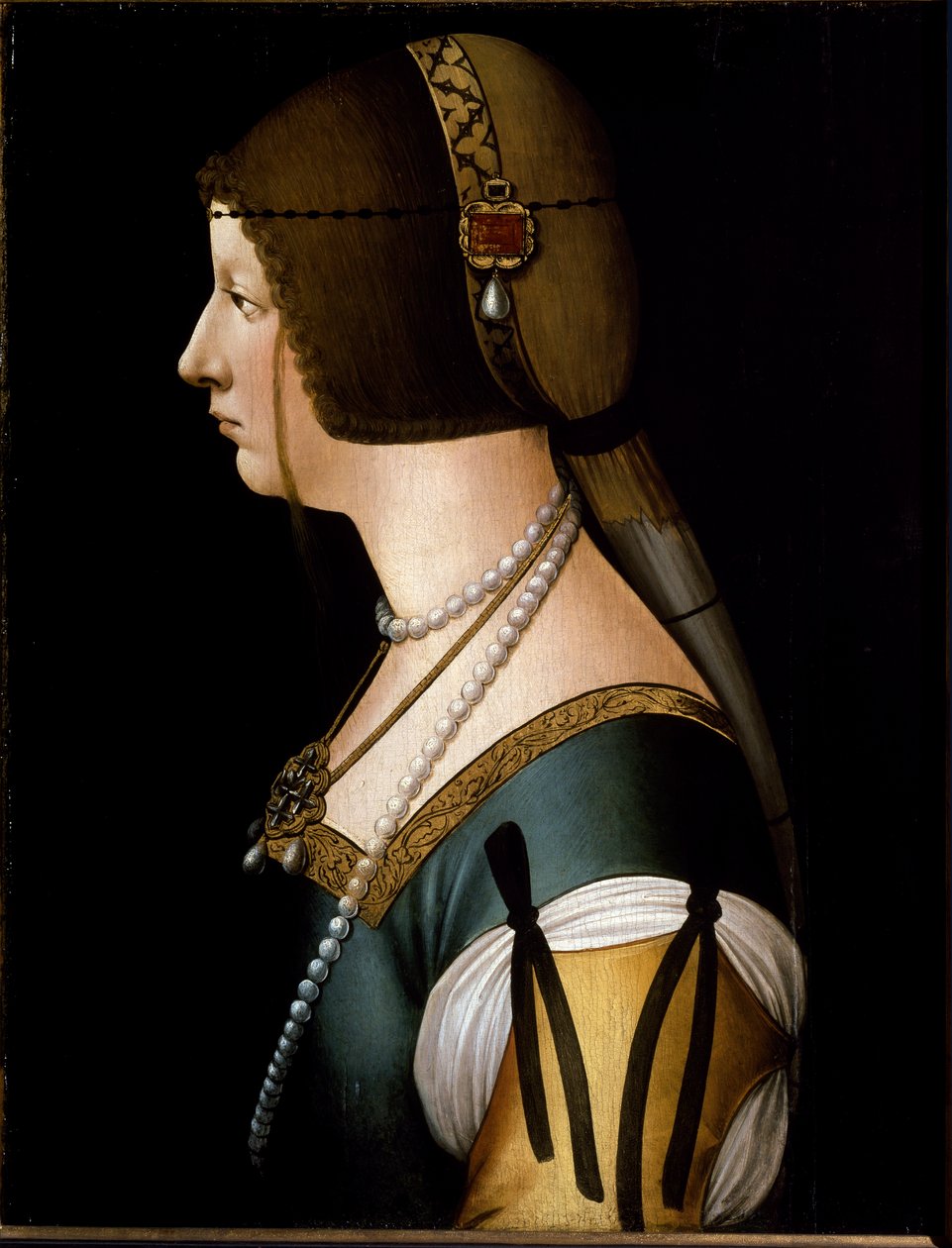 Portrett av imponen Bianca Maria Sforza av Giovanni Ambrogio de (circle of) Predis
