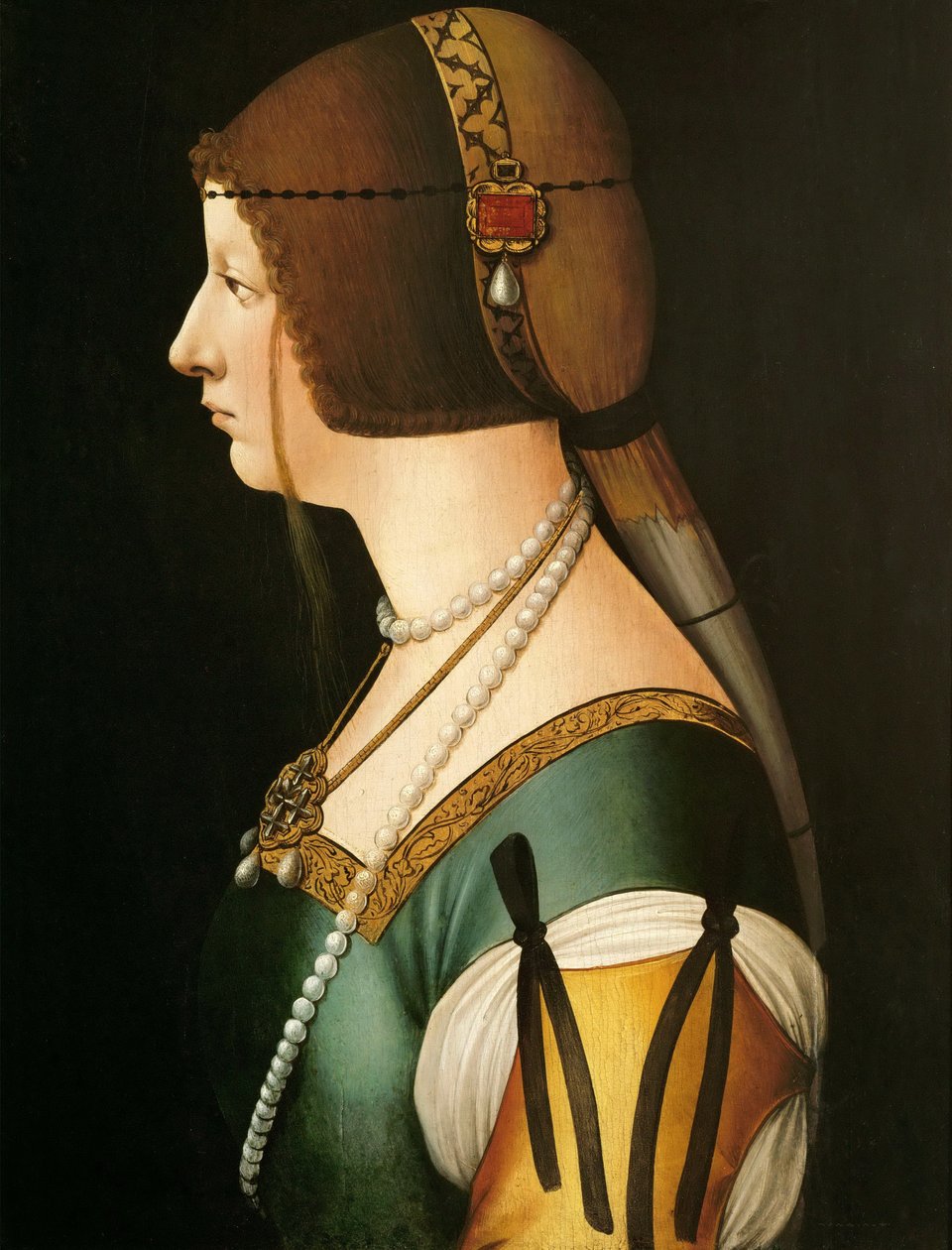 Portrett av Bianca Maria Sforza 1472-1510, den andre kona til Maximilian I, den hellige romerske keiseren, 14 av Giovanni Ambrogio de Predis
